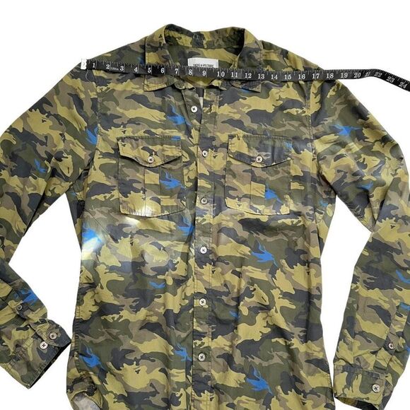 Zadig & Voltaire Iconic Green Camouflage Medium Print Long-Sleeve Button-Down To - Picture 11 of 12